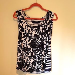 Ann Taylor Loft sleeveless black & beige top